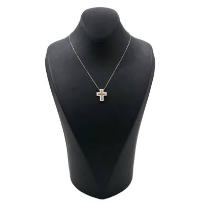 COLIER CU PANDANT DAMIANI DIN AUR ALB SI ROZ 18K CU DIAMANTE NATURALE