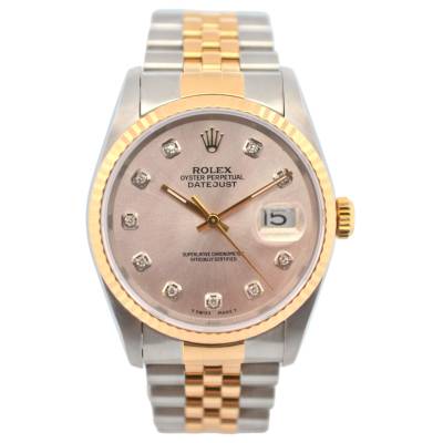 ROLEX DATEJUST 36 TWO TONE SILVER DIAMOND DIAL JUBILEE 2001 AUTOMATIC REF: 16233