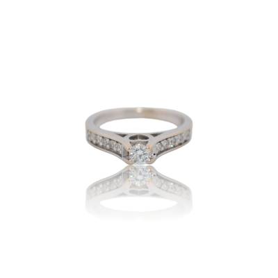 INEL DE LOGODNA DIN AUR ALB 14K CU DIAMANTE NATURALE_110372