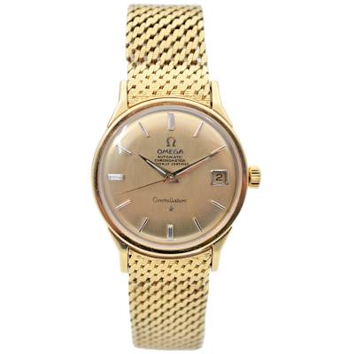 OMEGA CONSTELLATION VINTAGE 34 YELLOW GOLD CHAMPAGNE BAGUETTE DIAL 1962 REf: 168.005/6 34 