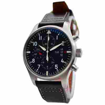 IWC PILOT CHRONOGRAPH 43MM STAINLESS STEEL AUTOMATIC BLACK DIAL REF: IW377701