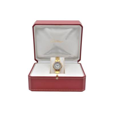 CARTIER SANTOS VENDOME RONDE DE CARTIER 27MM YELLOW GOLD DIAMOND PAVED QUARTZ REF: 8191