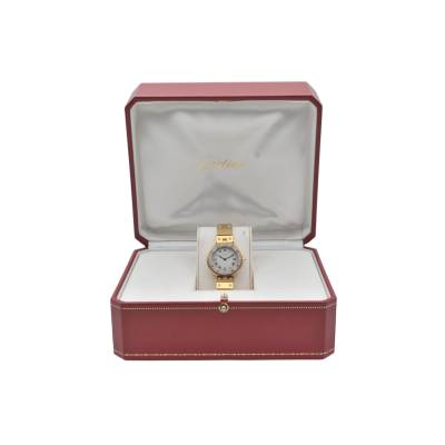 CARTIER SANTOS VENDOME RONDE DE CARTIER 27MM YELLOW GOLD DIAMOND PAVED QUARTZ REF: 8191