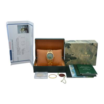 ROLEX DATEJUST 36 NUGGET GREEN TIFFANY DIAMOND 10K YELLOW GOLD AUTOMATIC REF: 1603