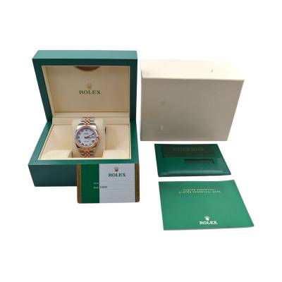 ROLEX DATEJUST 36MM ROSE GOLD&STEEL JUBILEE WHITE ROMAN DIAL BOX+PAPERS 2017 REF: 116231