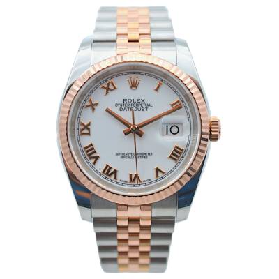 ROLEX DATEJUST 36MM ROSE GOLD&STEEL JUBILEE WHITE ROMAN DIAL BOX+PAPERS 2017 REF: 116231