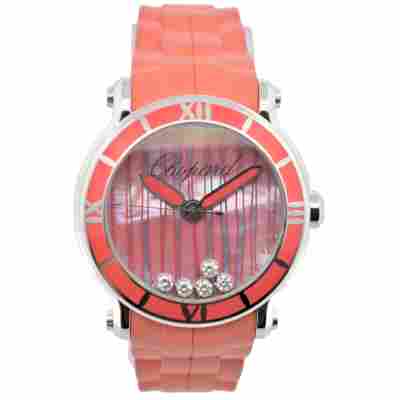 CHOPARD HAPPY SPORT XL LTD 500 CORAL RED 42MM STEEL MOP DIAMONDS REF: 288524-3002