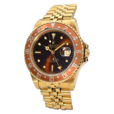ROLEX GMT MASTER VINTAGE RARE NIPPLE DIAL 40MM YELLOW GOLD JUBILEE REF: 16758