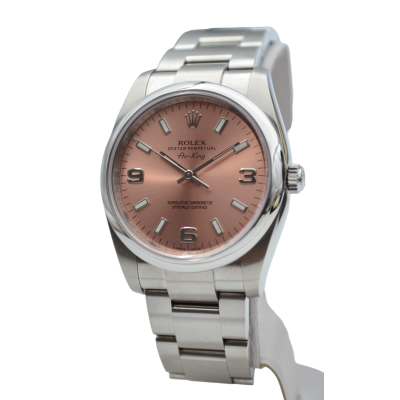 ROLEX AIR KING 34MM SALMON DIAL OSYTER STEEL AUTOMATIC REF: 114200