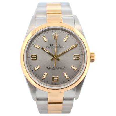 ROLEX OYSTER PERPETUAL 34 TWO TONE SILVER DIAL 2000 AUTOMATIC REF: 14203