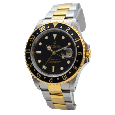 ROLEX GMT MASTER II 40MM GOLD&STAINLESS STEEL DATE AUTOMATIC REF: 16713
