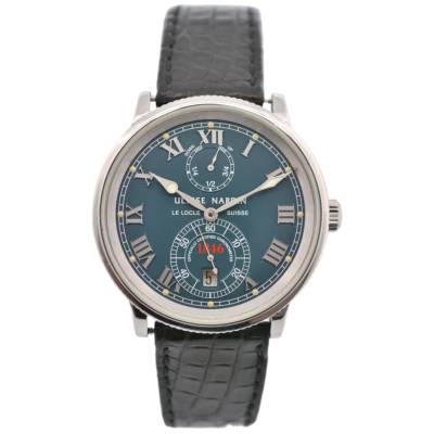 ULYSSE NARDINE MARINE CHRONOMETER 38MM STAINLES SSTEEL BLUE DIAL REF: 263-22