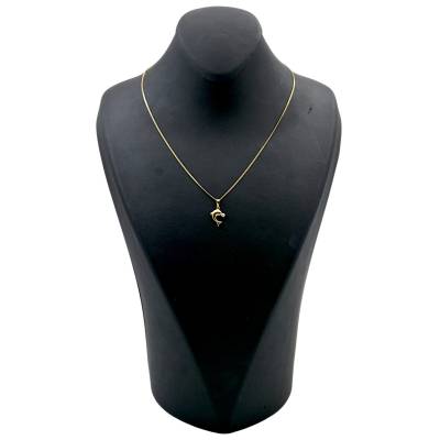 LANT SI PANDANT IN FORMA DE DELFIN DIN AUR GALBEN 14K