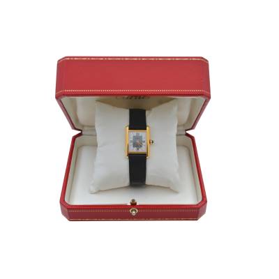 CARTIER TANK VERMEIL 20X28MM GOLD PLATED WHITE&GREY DIAL BOX ONLY QUARTZ REF: 5057001