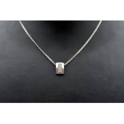 LANT SI PANDANT DIN AUR ALB 18K CU DIAMANTE_124752
