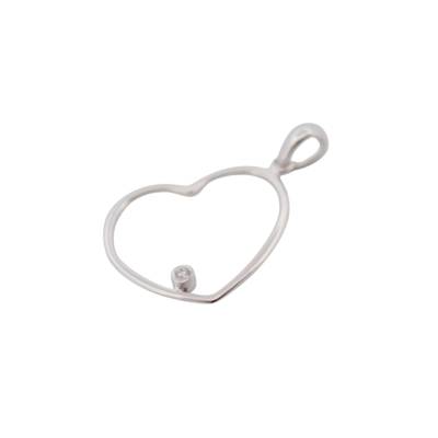 PANDANT INIMA DIN AUR ALB 14K CU DIAMANT_124433