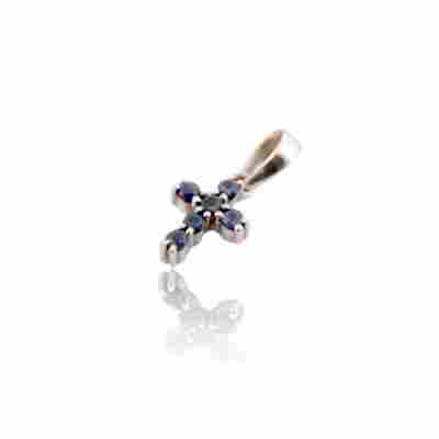 PANDANT CRUCE DIN AUR ALB 18K CU SAFIRE_124369