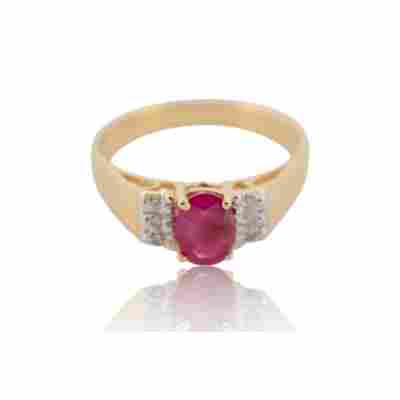INEL DIN AUR GALBEN 14K CU DIAMANTE SI RUBIN_123996