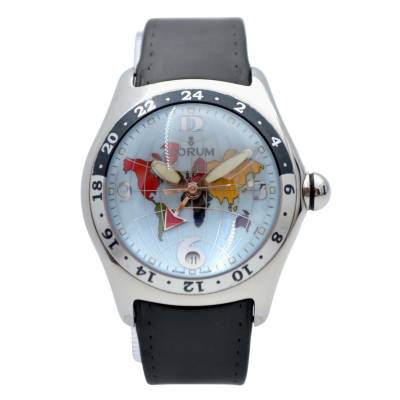 CORUM BUBBLE GMT 45MM WORLD MAP DIAL STAINLESS STEEL AUTOMATIC REF: 383.150.20