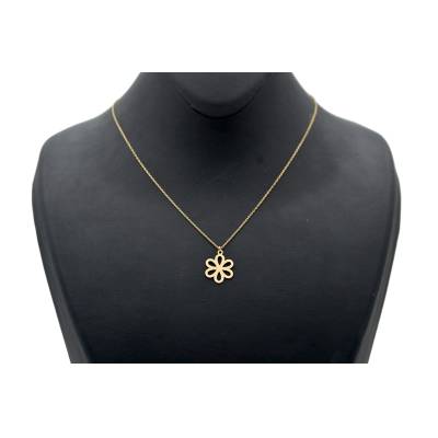 LANT SI PANDANT IN FORMA DE FLOARE DIN AUR GALBEN 14K_131990