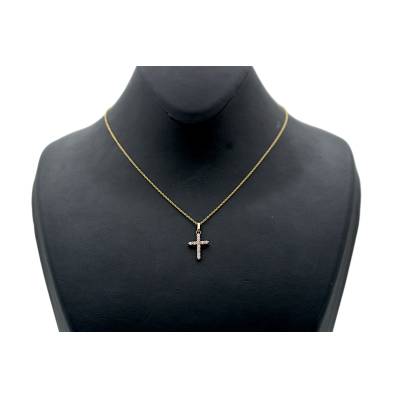 LANT SI PANDANT IN FORMA DE CRUCE DIN AUR GALBEN 9K_132365