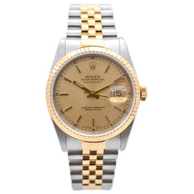 ROLEX DATEJUST 36 TWO TONE CHAMPAGNE DIAL JUBILEE AUTOMATIC 1990 REF: 16233