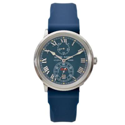 ULYSSE NARDINE MARINE CHRONOMETER 38MM STAINLES SSTEEL BLUE DIAL REF: 263-22