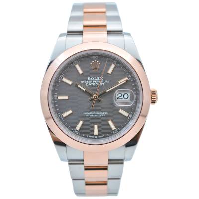 ROLEX DATEJUST 41 ROSE GOLD&STEEL GREY MOTIF DIAL BOX+PAPERS 2023 REF: 126301