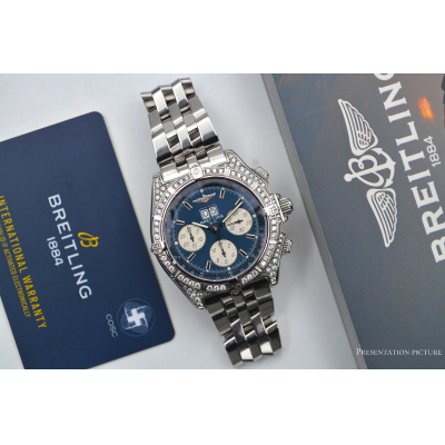 BREITLING CROSSWIND SPECIAL 44MM STAINLESS STEEL BLUE DIAL DIAMONDS REF: A44355