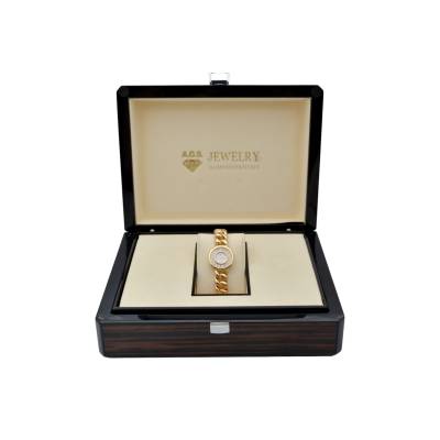 CHOPARD HAPPY DIAMONDS RARE 25MM YELLOW GOLD WHTE DIAL QUARTZ REF: 4101