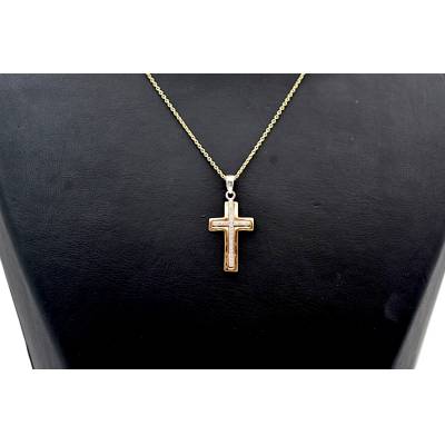 LANT SI PANDANT IN FORMA DE CRUCE DIN AUR 14K