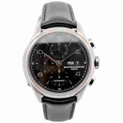 BAUME&MERCIER CLIFTON 43 CHRONOGRAPH BLACK DIAL LEATHER STRAP AUTOMATIC REF: M0A10211 / 65731