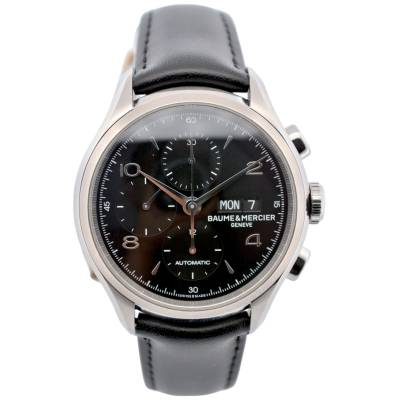 BAUME&MERCIER CLIFTON 43 CHRONOGRAPH BLACK DIAL LEATHER STRAP AUTOMATIC REF: M0A10211 / 65731