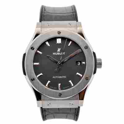HUBLOT CLASSIC FUSION 45 TITANIUM BLACK DIAL RUBBER BAND AUTOMATIC REF: 511.NX.1171.LR