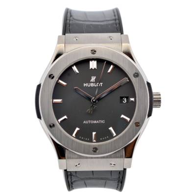 HUBLOT CLASSIC FUSION 45 TITANIUM BLACK DIAL RUBBER BAND AUTOMATIC REF: 511.NX.1171.LR
