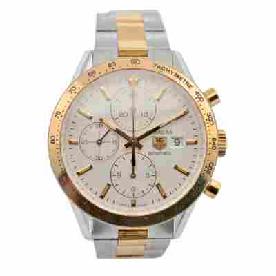 TAG HEUER CARRERA 41MM YELLOW GOLD&STEEL WHITE DIAL AUTOMATIC REF: CV2050-2.BD0789 
