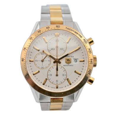 TAG HEUER CARRERA 41MM YELLOW GOLD&STEEL WHITE DIAL AUTOMATIC REF: CV2050-2.BD0789 