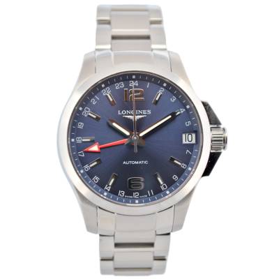 LONGINES CONQUEST GMT 41MM STAINLESS STEEL BLUE DIAL AUTOMATIC REF: L3.687.4.99.6