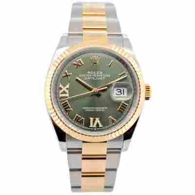ROLEX DATEJUST 36 OLIVE DIAL TWO TONE FULL SET 2025 NEW OYSTER REF: 126233