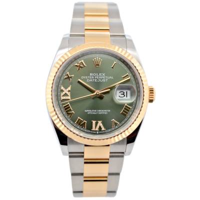 ROLEX DATEJUST 36 OLIVE DIAL TWO TONE FULL SET 2025 NEW OYSTER REF: 126233