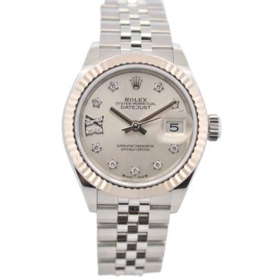 ROLEX LADY-DATEJUST 28 MM SILVER DIAMOND FULL SET 2021 REF: 279174