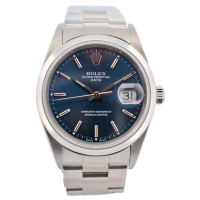 ROLEX OYSTER PERPETUAL DATE 34 BLUE DIAL STEEL AUTOMATIC 2000 REF: 15200