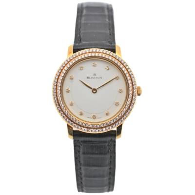 BLANCPAIN VILLERET 30MM YELLOW GOLD CUSTOMIZED DIAMOND BEZEL WHITE DIAL AUTOMATIC
