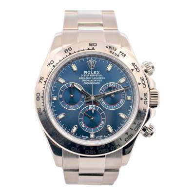 ROLEX DAYTONA COSMOGRAPH 40 WHITE GOLD BLUE DIAL OYSTER 2007 AUTOMATIC REF: 116509