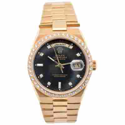  ROLEX DAY-DATE OYSTERQUARTZ 36 YELLOW GOLD PRESIDENT DIAMONDS 1985 REF: 19048    