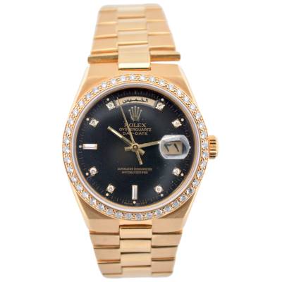  ROLEX DAY-DATE OYSTERQUARTZ 36 YELLOW GOLD PRESIDENT DIAMONDS 1985 REF: 19048    