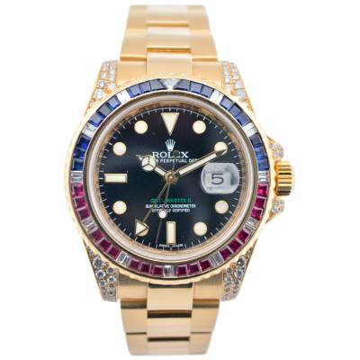 ROLEX GMT-MASTER II 40 YELLOW GOLD CUSTOMIZED DIAMONDS OYSTER AUTOMATIC REF: 116718     