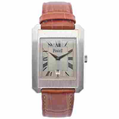 PIAGET PROTOCOLE 40X31MM WHITE GOLD WHITE DIAL LEATHER STRAP REF: 26200 