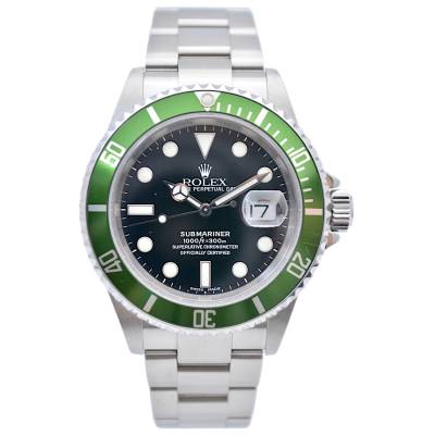 ROLEX SUBMARINER KERMIT 40 AUTOMATIC OYSTERSTEEL BLACK DIAL GREEN BEZEL 2004 REF: 16610LV