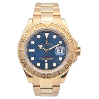 ROLEX YACHT-MASTER 40MM AUTOMATIC 18K YELLOW GOLD BLUE DIAL FULL SET 2010 Ref: 16628B
